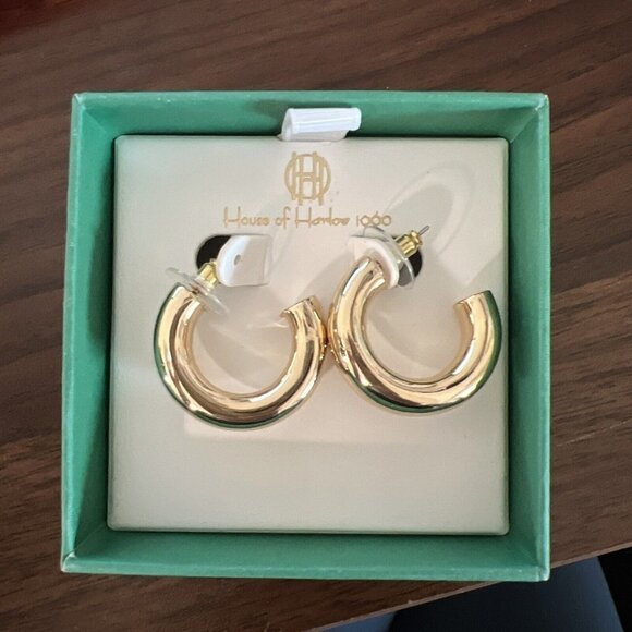 House of Harlow Jewelry - HOUSE OF HARLOW 1960 - LARGE GOLD HOOP EARRINGS - NIB 1” Hoop NEW